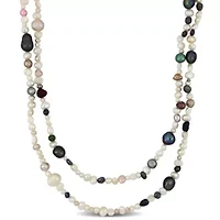 3-9mm Multi-Color  Freshwater Cultured Pearl Endless Necklace