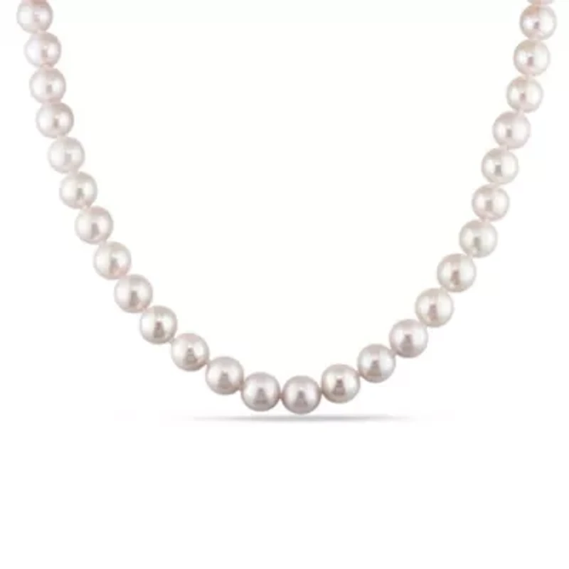 8-8.5mm Japanese Akoya Cultured Pearl Necklace with 14K Yellow Gold Fisheye Clasp