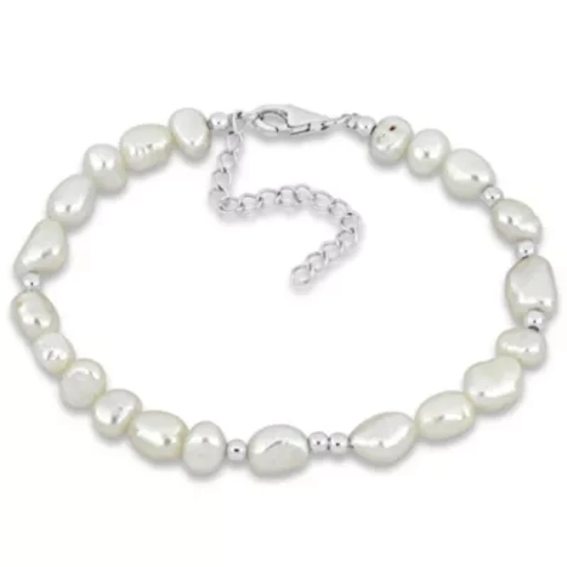 5-8mm Freshwater Cultured Pearl with Beads Bracelet in Sterling Silver