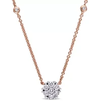 1/3 ct. t.w. Diamond Cluster Necklace in 14K Rose Gold
