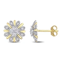 1/4 ct. t.w. Diamond Flower Post Earrings in 10K Two-Tone Gold
