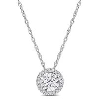 1/4 ct. t.w. Diamond Halo Pendant with Chain in 10K White Gold