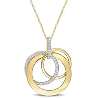 1/4 ct. t.w. Diamond Circle Pendant with Chain in 14K Yellow Gold