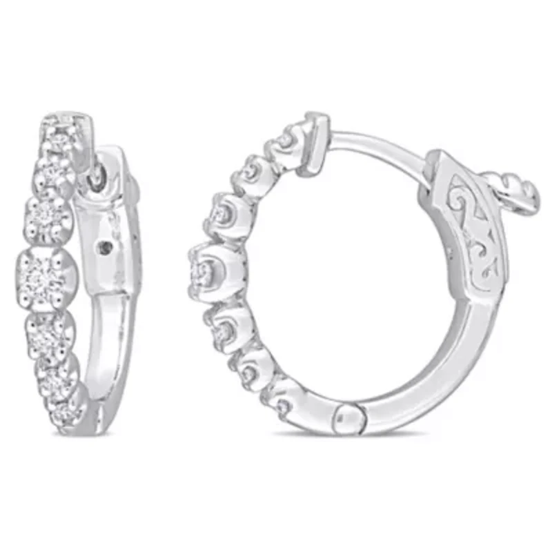 1/4 ct. t.w. Diamond Hoop Earrings in 14K White Gold