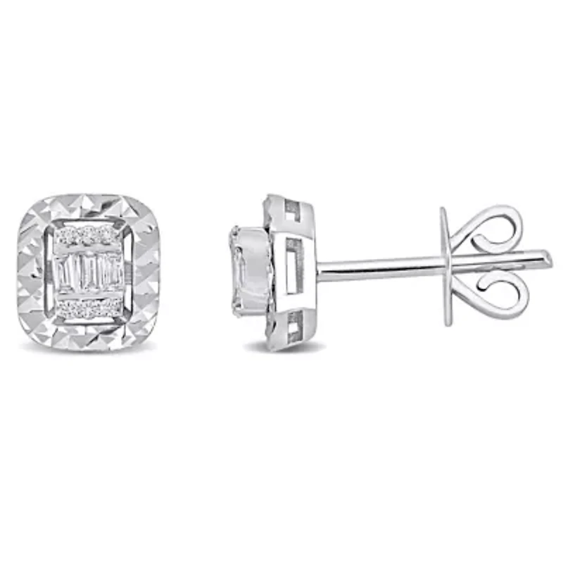 1/10 ct. t.w. Diamond Square Post Earrings in 14K White Gold