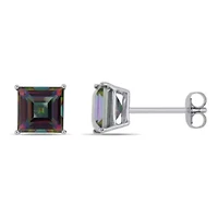 Exotic Green Topaz Stud Earrings in 10K White Gold