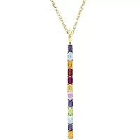 Multi-Gemstones Pendant with Chain in 10K Yellow Gold