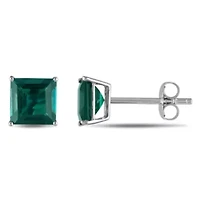 Lab Created Created Emerald Stud Earrings in 10K White Gold