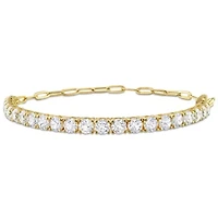Lab Created Created White Sapphire Semi Tennis Bracelet in Yellow Plated Sterling Silver