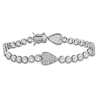 Lab Created Created White Sapphire Heart Bracelet in Sterling Silver