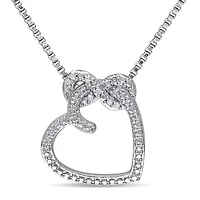 Diamond Accent Heart Infinity Pendant with Chain in Sterling Silver, 18"
