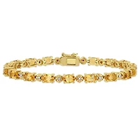 Citrine and Diamond Accent Bracelet in Yellow Plated Sterling Silver, 7.25"