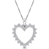 Lab Created 2 ct. t.w. Lab Grown Diamond Open Heart Pendant with Chain in 14K White Gold, 17"