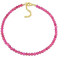Lab Created Created Ruby Beaded Bracelet in Yellow Plated Sterling Silver, 7.25"+1"