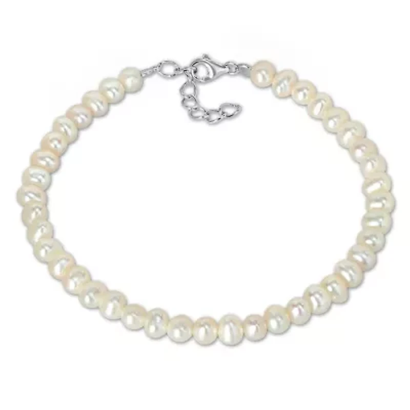 4.5-5MM Freshwater Cultured Pearl Bracelet in Sterling Silver, 7.25"+1"