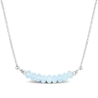 Aquamarine Bead Necklace in Sterling Silver, 16.5"+2"