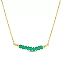 Green Onyx Bead Necklace in Yellow Plated Sterling Silver, 16.5:+2"