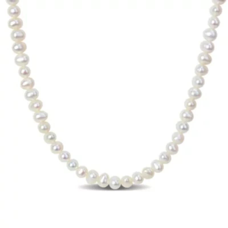 4.5-5MM Freshwater Cultured Pearl Strand Necklace with Sterling Silver Clasp, 17"+2"