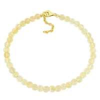 Citrine Beaded Bracelet in Yellow Plated Sterling Silver, 7"+2"