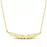 Citrine Bead Necklace in Yellow Plated Sterling Silver, 16.5"+2"
