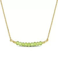 Peridot Bead Necklace in Yellow Plated Sterling Silver, 16.5"+2"