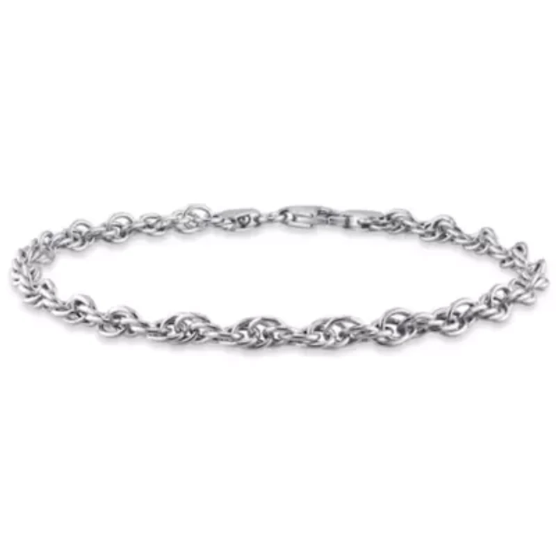 3.7MM Singapore Link Anklet in Sterling Silver, 9"