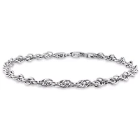 3.7MM Singapore Link Anklet in Sterling Silver, 9"