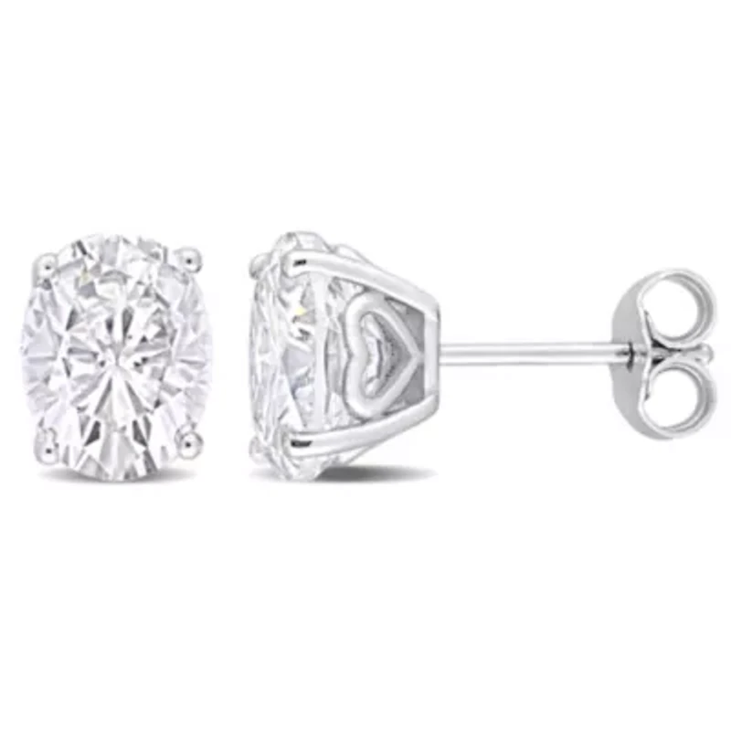 White Topaz Oval Stud Earrings in Sterling Silver