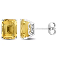 Citrine Stud Earrings in Sterling Silver
