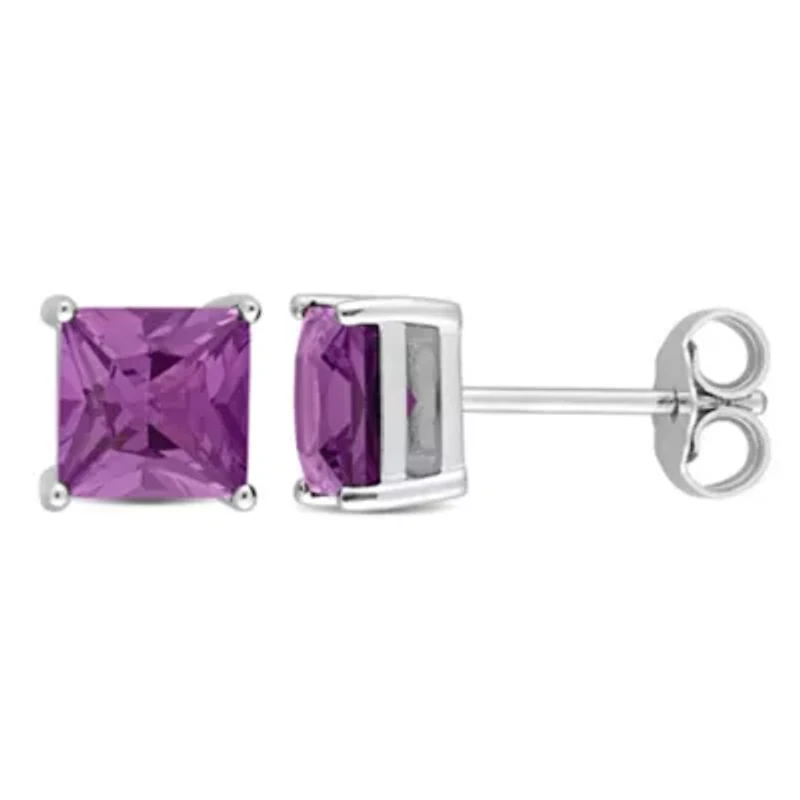 Simulated Alexandrite Stud Earrings in Sterling Silver