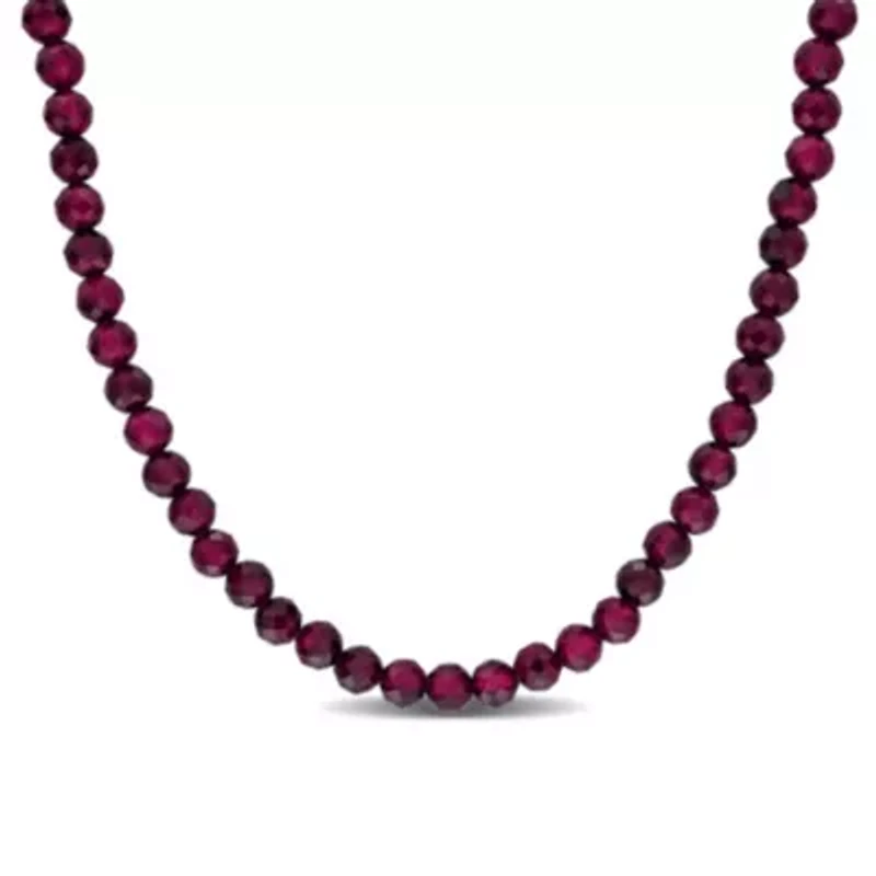 Purple Garnet Stackable Beaded Necklace in Yellow Plated Sterling Silver