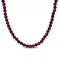 Purple Garnet Stackable Beaded Necklace in Yellow Plated Sterling Silver