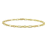 3MM Figaro Rolo Anklet in Yellow Plated Sterling Silver, 9"
