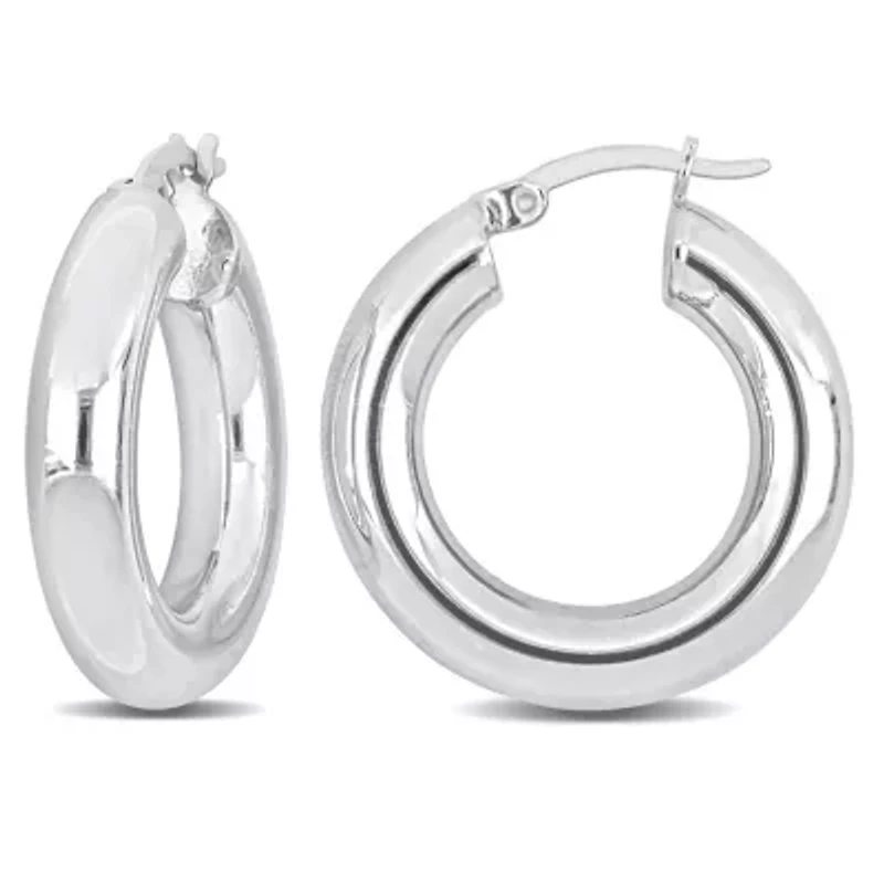 25mm Round Hoop Earrings in Sterling Silver