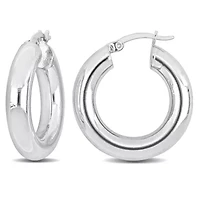 25mm Round Hoop Earrings in Sterling Silver