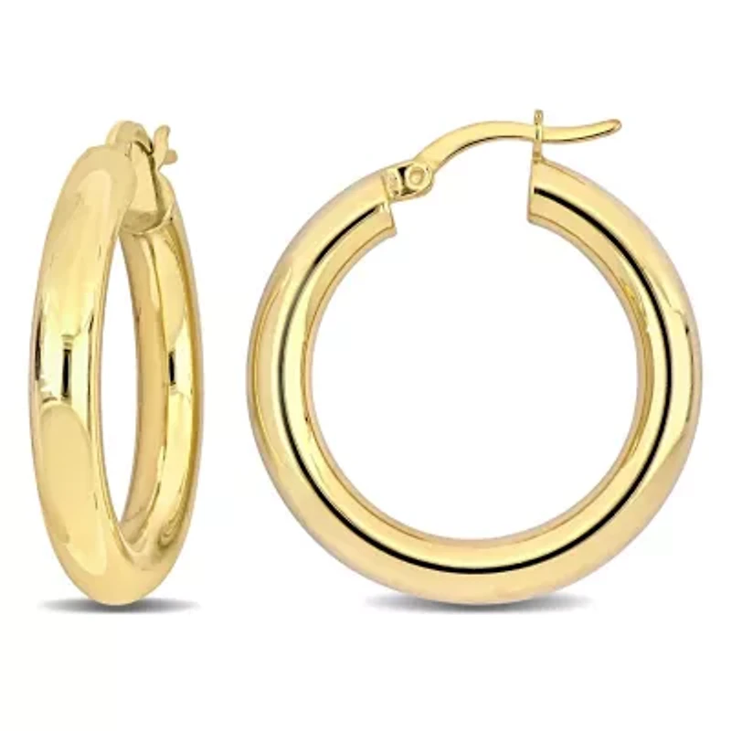 28mm Round Hoop Earrings in Yellow Plated Sterling Silver