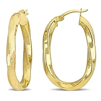 Twist Oval Hoop Earrings in Yellow Plated Sterling Silver