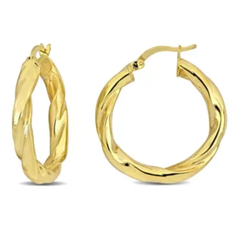 30mm Round Twist Hoop Earrings in Yellow Plated Sterling Silver