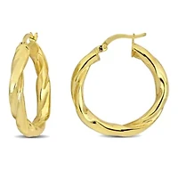 30mm Round Twist Hoop Earrings in Yellow Plated Sterling Silver
