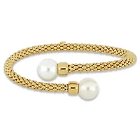 11-12mm Freshwater Cultured Edison Pearl Popcorn Design Bangle in Yellow Plated Sterling Silver