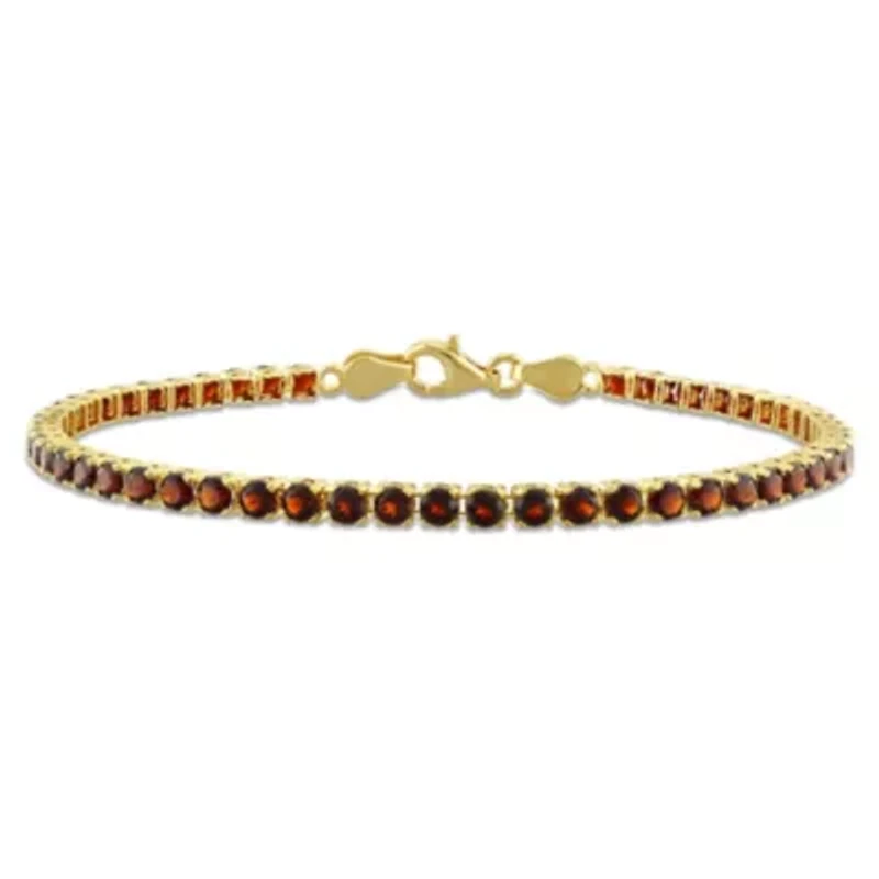 Garnet Tennis Bracelet in Yellow Plated Sterling Silver