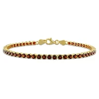 Garnet Tennis Bracelet in Yellow Plated Sterling Silver