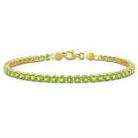 4.59 ct. t.g.w. Peridot Tennis Bracelet in Yellow Plated Sterling Silver