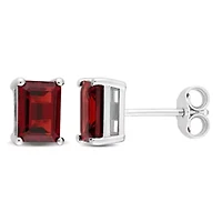 Garnet Stud Earrings in Sterling Silver
