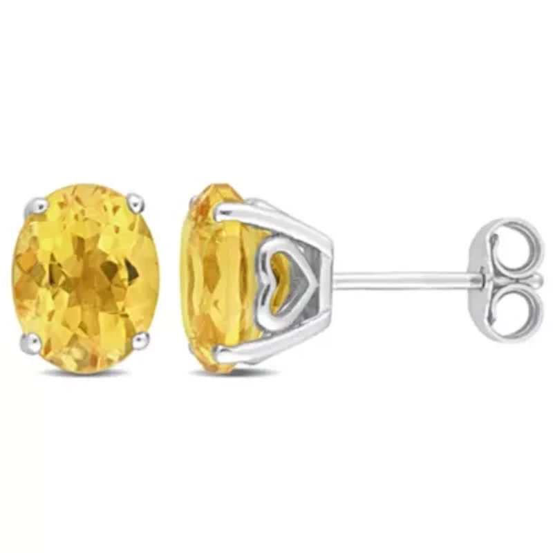Citrine Oval Stud Earrings in Sterling Silver