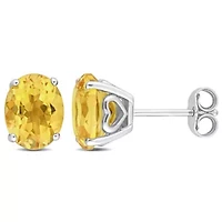 Citrine Oval Stud Earrings in Sterling Silver
