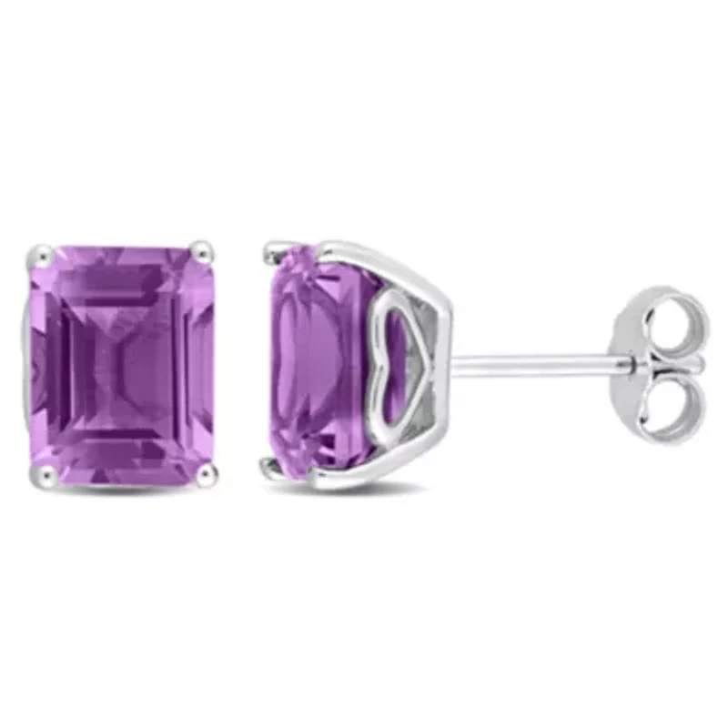 Amethyst Stud Earrings in Sterling Silver