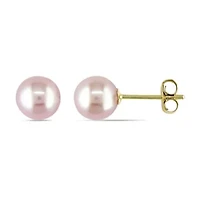 6-6.5mm Pink Freshwater Cultured Pearl Stud Earrings in 14K Yellow Gold