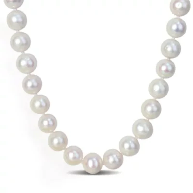 2-Piece Set of 9-9.5mm Freshwater Cultured Pearl Strand Bracelet and Necklace in Sterling Silver