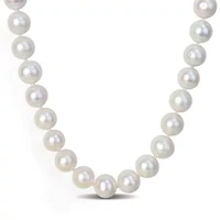 2-Piece Set of 9-9.5mm Freshwater Cultured Pearl Strand Bracelet and Necklace in Sterling Silver